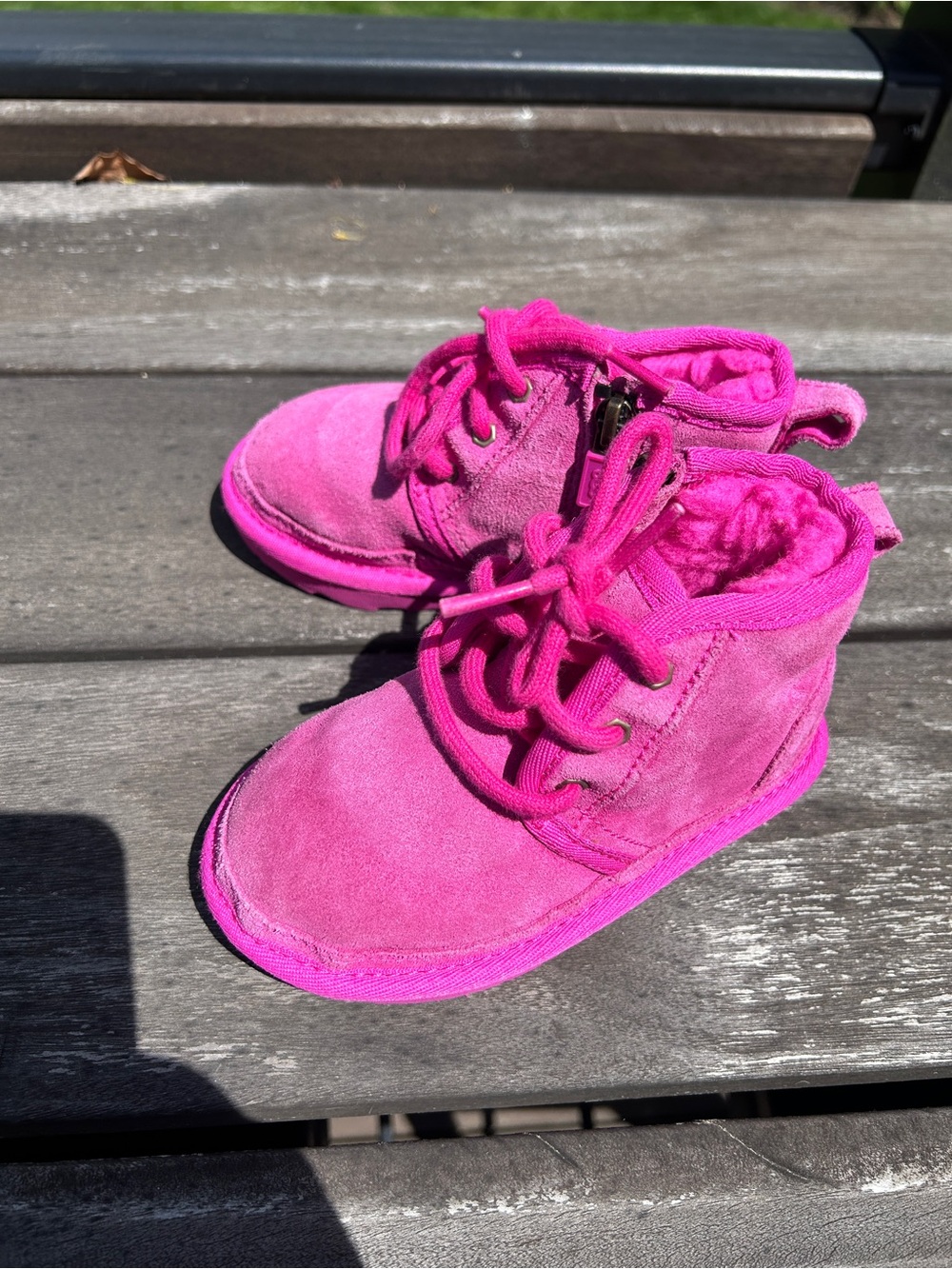 UGG Pink Suede Lace-Up Ankle Bootie - Picture 5 of 7